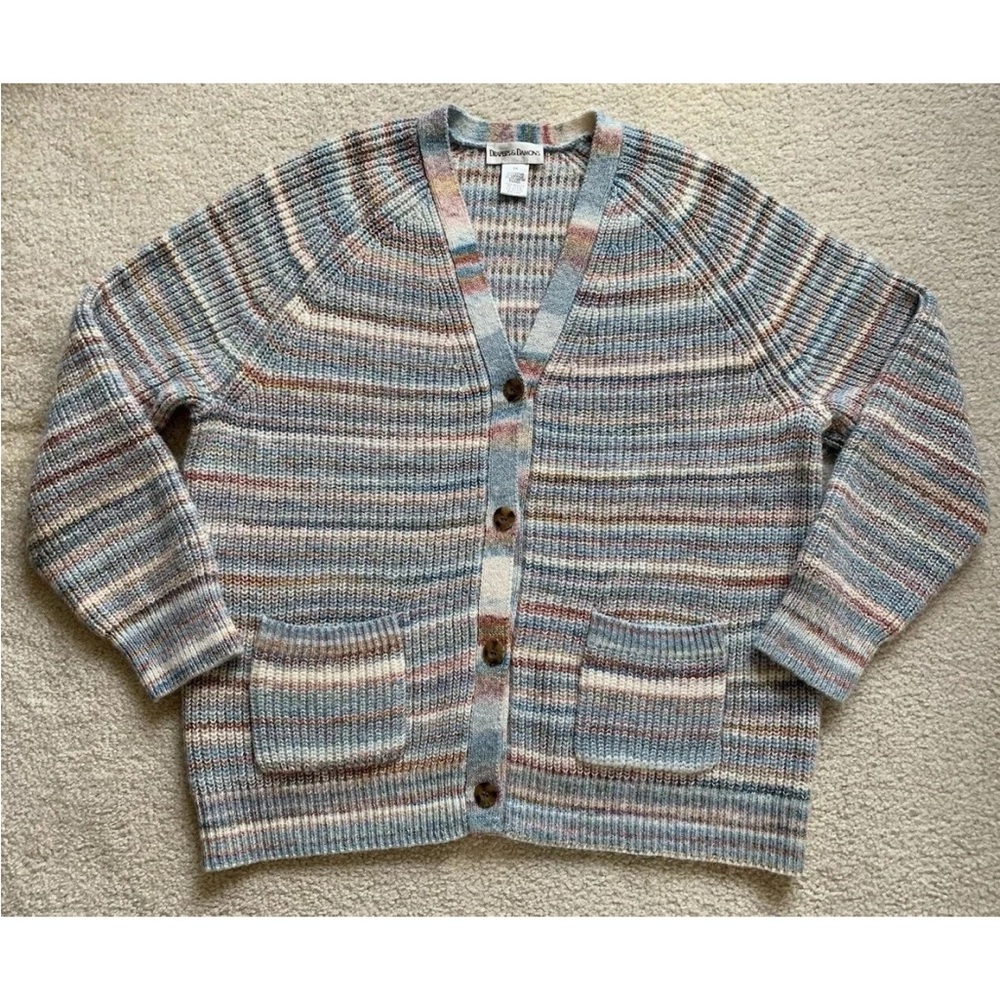 Drapers & Damons Space Dye Wool Blend Chunky Button Up Cardigan Wmns 1X Grandpa